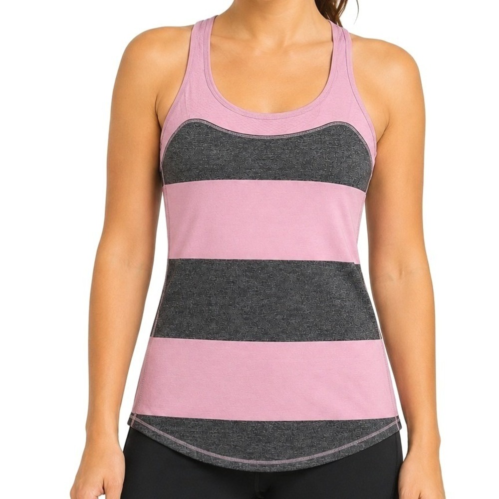 Lululemon Run First Base Tank Women's 4 Mauve Stripe Rulu Yoga Gym Athleisure